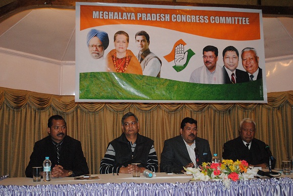 Congress leaders addressing a press conference on Wednesday.