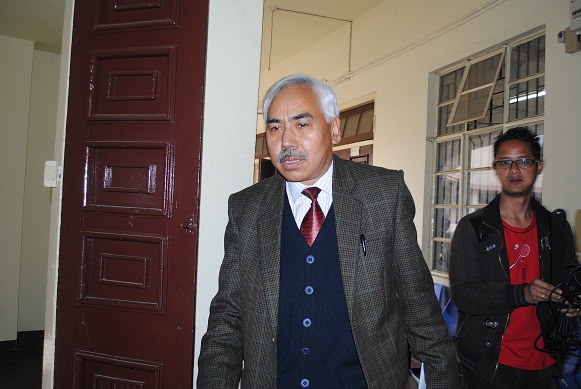 New Meghalaya DGP Prem Singh walking towards his office on Friday. Pix by WT Lyttan