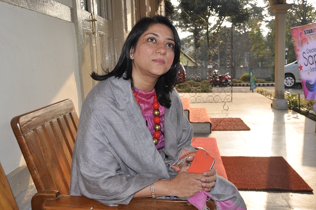 Congress Lok Sabha MP Priya Dutt speaking to reporters at a city hotel on Saturday. TM pix
