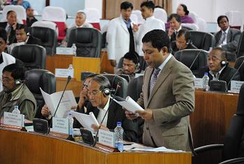 Chief Minister Dr. Mukul Sangma presnting budget speech in the house on Friday.
