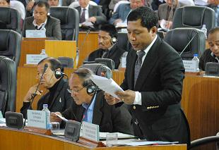 Chief Minister Mukul Sangma replies to a question in Assembly on Tuesday