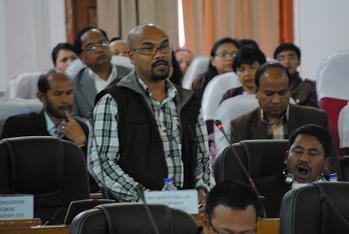 HSPDP MLA Ardent Basiwmoit taking part in the debate over Governors Address on Monday.
