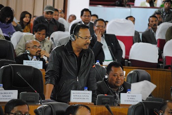 NPP legislator James Sangma during the debate in assembly. Pix by WT Lyttan