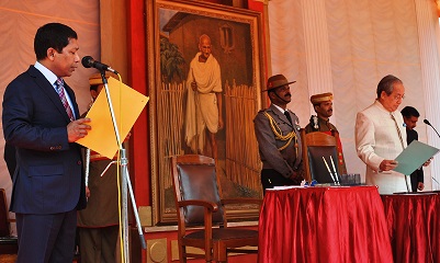 Chief Minister Mukul Sangma sworn in as the 26th chief ministers by Governor RS Mooshahary. TM pix