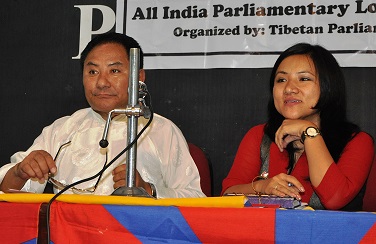 Members of the Tibetans Parliament In Exile addressing a media conference on Monday