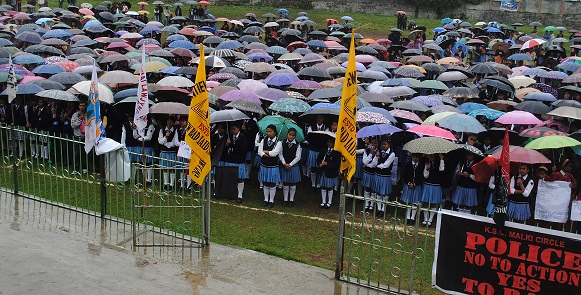 Students turnout in large number to join in the rally in Malki ground  to protest the rape of seven year old girl. Pix by WT Lyttan