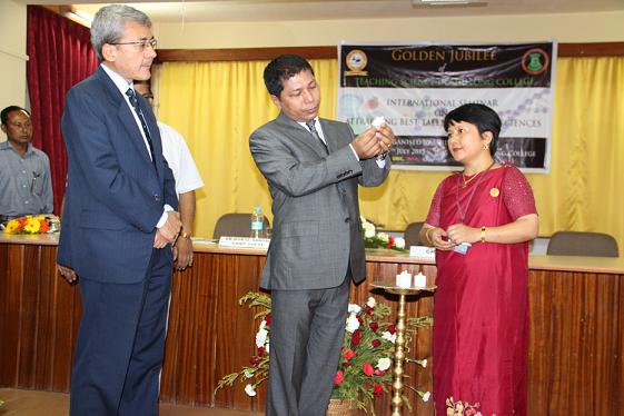 Chief minister Mukul Sangma lights a lamp during the inauguration of the international seminar on attracting best talent in basic science held in Shillong College on Wednesday.