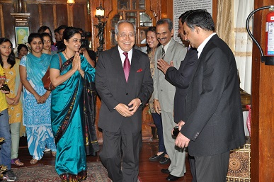 Meghalaya chief secretary WMS Pariat and other state officials bidding farewell to the outgoing Meghalaya governor RS Mooshahary at the Raj Bhavan on Saturday.