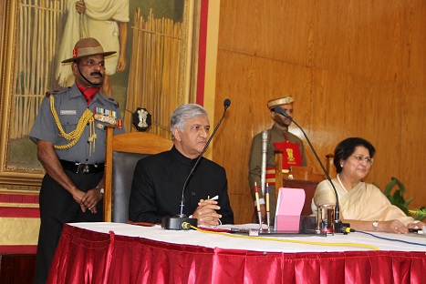 Newly appointed Meghalaya governor KK Paul along with his wife Amita Paul during the swearing in ceremony on Monday. www.ohmeghalaya.com pix
