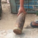 An unexploded military tank artillery shell recovered in Meghalaya