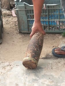 An unexploded military tank artillery shell recovered in Meghalaya